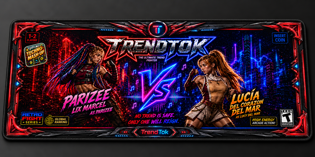 TRENDTOK Arcade Edition - Gaming Desk Mat (Lix Parizee vs Lucía Lucy)