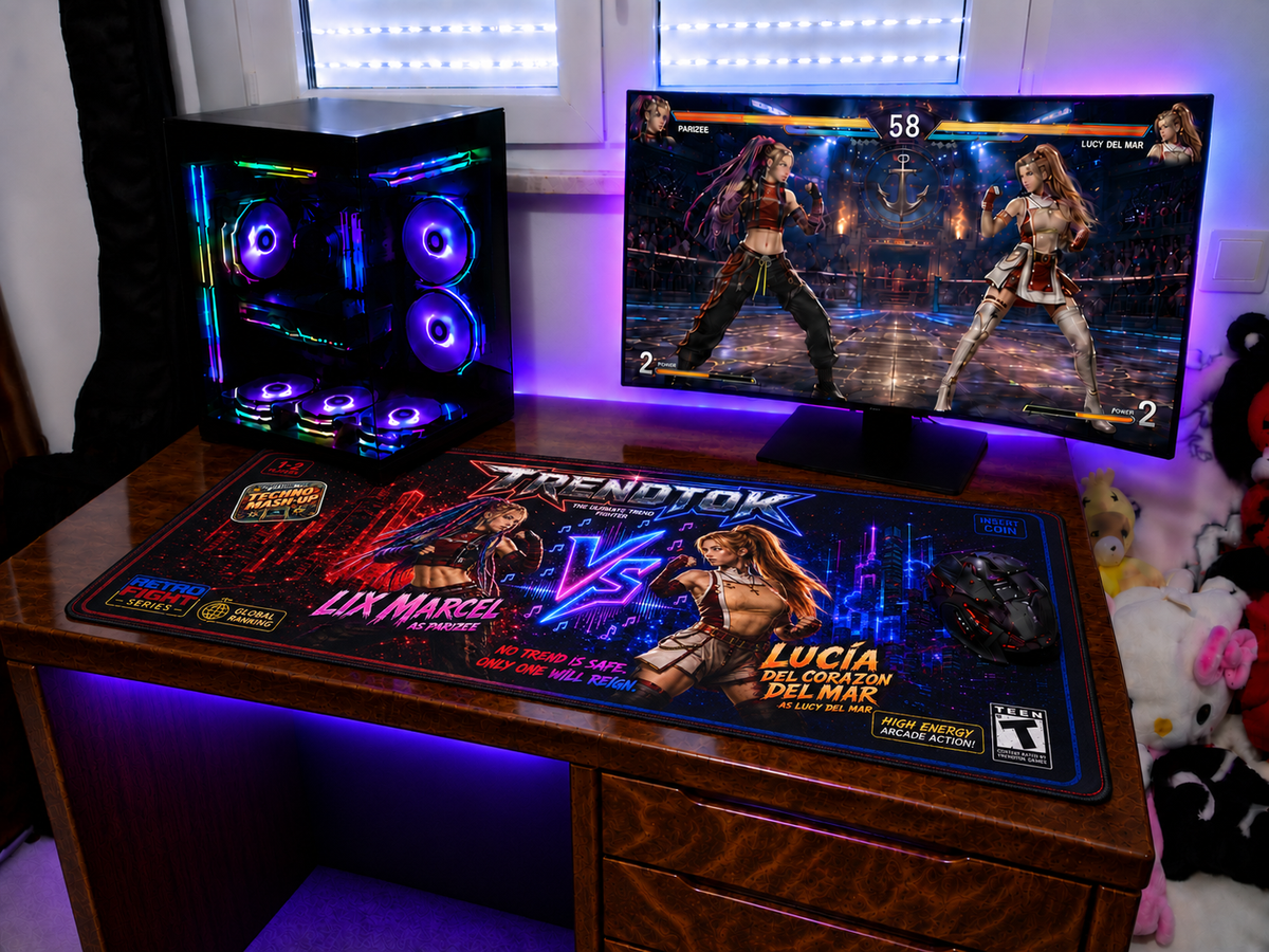 TRENDTOK Arcade Edition - Gaming Desk Mat (Lix Parizee vs Lucía Lucy)