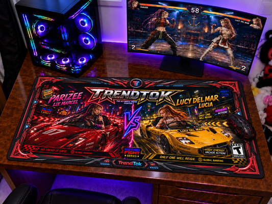 TRENDTOK Sim Racing Edition - Gaming Desk Mat (Parizee vs Lucy Del Mar)