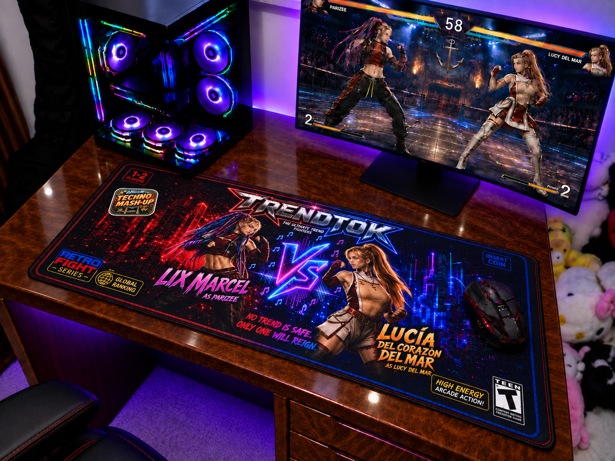 TRENDTOK Arcade Edition - Gaming Desk Mat (Lix Parizee vs Lucía Lucy)