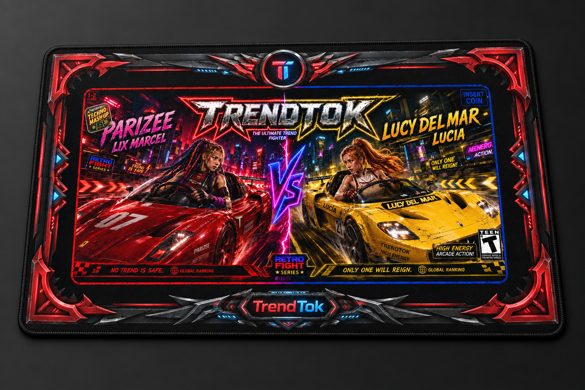 TRENDTOK Sim Racing Edition - Gaming Desk Mat (Parizee vs Lucy Del Mar)