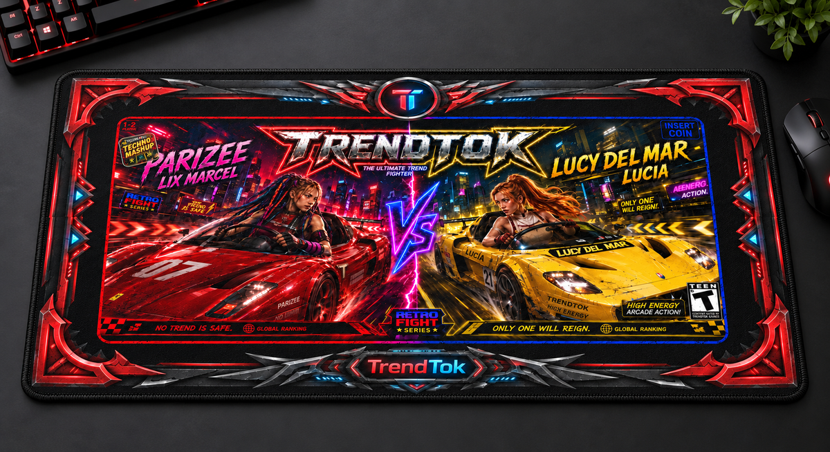 TRENDTOK Sim Racing Edition - Gaming Desk Mat (Parizee vs Lucy Del Mar)