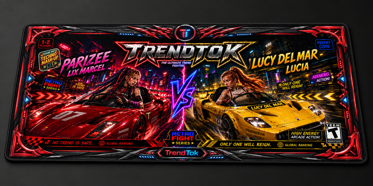 TRENDTOK Sim Racing Edition - Gaming Desk Mat (Parizee vs Lucy Del Mar)