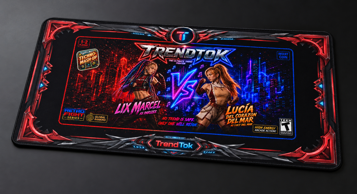 TRENDTOK Arcade Edition - Gaming Desk Mat (Lix Parizee vs Lucía Lucy)